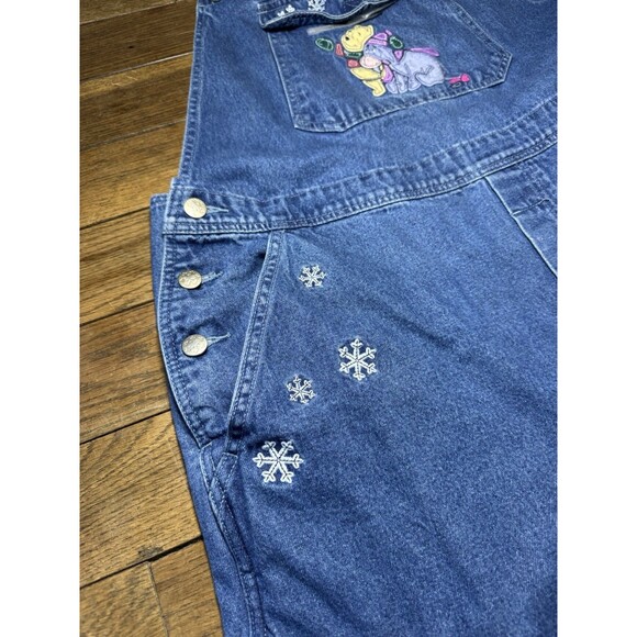 VTG Disney Winnie the Pooh Eeyore Denim Overalls  XL Blue Bib Winter - Picture 4 of 8